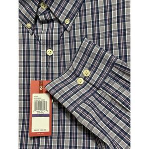 IZOD Essential Mens XXL Purple Plaid Long Sleeve Button Down Shirt NWT Reg $60